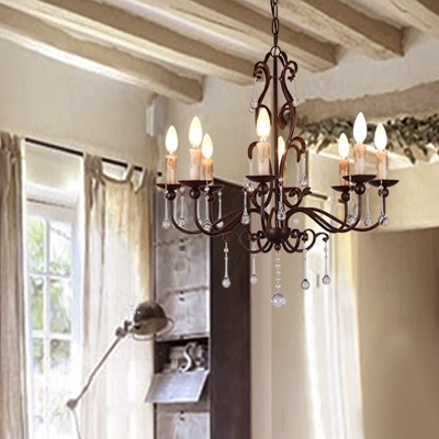 Multi Light Candle Pendant With, French Country Metal Chandelier