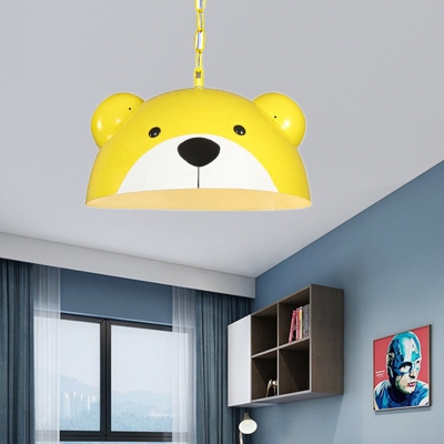 Single Head Bear Pendant Lamp with Hanging Chain Cartoon Metal Lighting Fixture