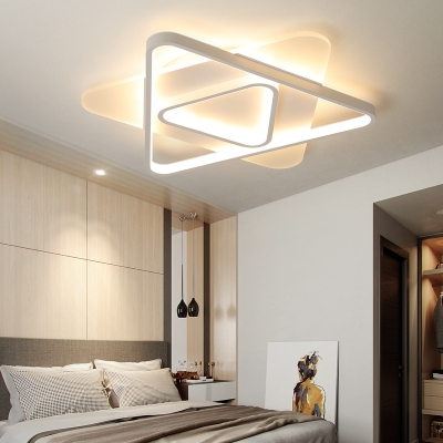 White Triangle Ceiling Flush Mount Light Contemporary Led Bedroom