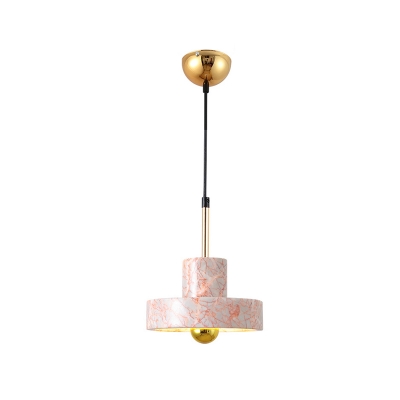 1 Light Marble Pendant Lamp with Hat Design Post Modern Indoor Hanging Light in Gold