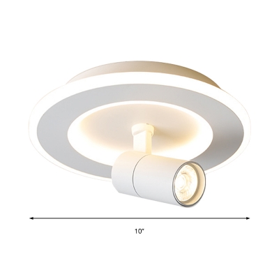 1 Light Mini Flush Mount Spotlight Minimalist Metal Semi Flush Lighting with Round/Square Canopy