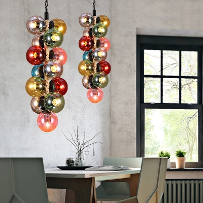 13-Light Bubble Hanging Pendant Lights Modern Glass Rope Pendant Ceiling Lights for Living Room