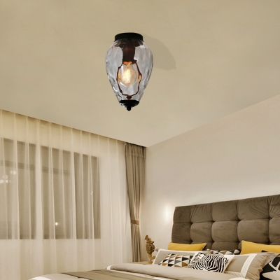 Blown Glass Flush Ceiling Lights for Bedroom, Modern Unique Flush Mount Light in Black