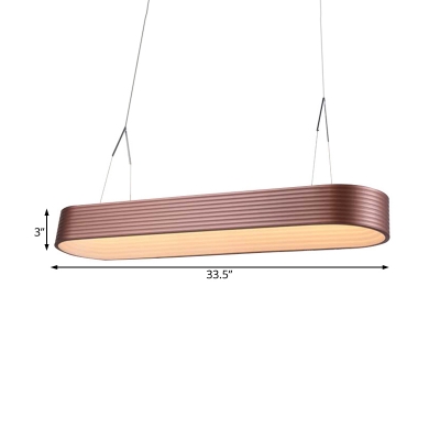 Copper Linear Chandelier Light with Metal Shade Modern LED Suspension Light in Third Gear