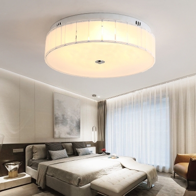 Drum Glass Ceiling Light Bedroom Contemporary Ceiling Light Fixture in White