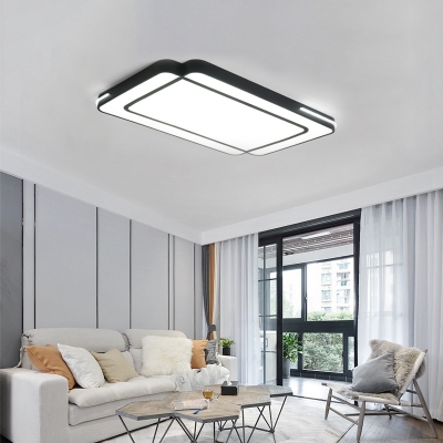 Led Rectangle Flush Mount Lighting Modern Simple Metal Ceiling Flush Light for Living Room