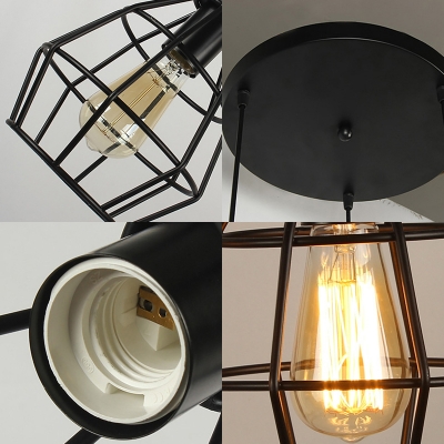Loft Industrial Small Pendant Lights 1 Light Hanging Pendant Lights with Wire Cage Guard for Corridor