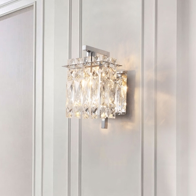 Mid Century Square Wall Lighting Metal and Crystal Sconce Light Fixture for Living Room and Bedroom