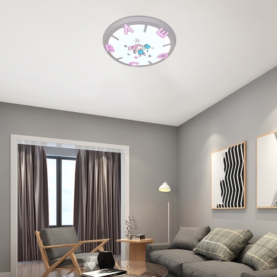 Round 1 Light Flush Light Kids Room Iron and Acrylic Flush Mount Light Fixtures with Letters