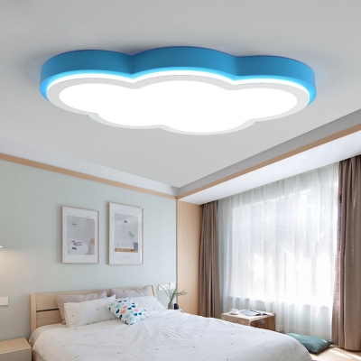 Simple Cartoon Cloud Flush Mount with Acrylic Diffuser Blue Led Flush Ceiling Light