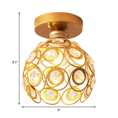 Unique Crystal Ceiling Fixture Modern Gold Sphere Ceiling Light Fixture for Corridor Foyer