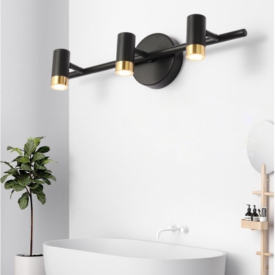 2/3/4 Heads Linear Sconce Light Fixture for Vanity, Modern Metal Rotatable Sconces in Black/White