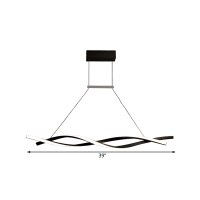 2 Lights Twisted Chandelier Light Minimalism Acrylic Led Indoor Pendant Light for Kitchen