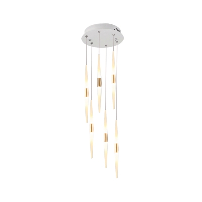 Acrylic Linear Cluster Pendant Light Modernism 5/6 Lights Hanging Ceiling Light in Gold