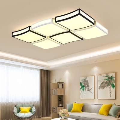 Black and White Wavy Flush Mount Lighting LED Modern Acrylic Ceiling Lamp for Living Room