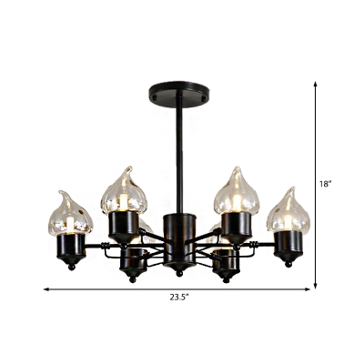 Black Candle Hanging Chandelier Lamp Retro Style Iron Chandelier Pendant Light for Bedroom