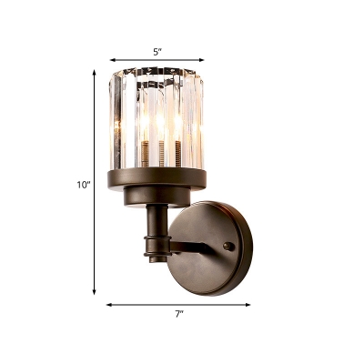 Bronze Wall Sconce Lighting Modern Metal and Crystal 1 Head Wall Lamp Sconce for Corridor