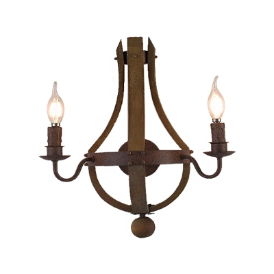 Brown and Rust Wall Mounted Light Aged Metal Candle Wall Sconce Lighting for Living Room