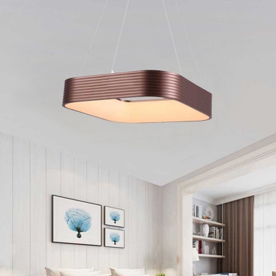 Copper Square Hanging Ceiling Light Metallic Led Modern Pendant Light with Diffuser