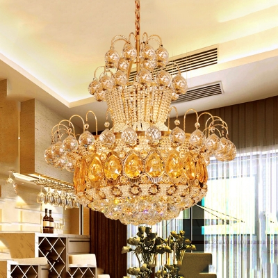 Crystal Ball Pendant Lighting Modern Metal Gold Pendant Light Fixtures for Living Room