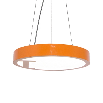Metal Round Hanging Pendant Light with Number Design Nursery Room Led Suspension Lamp