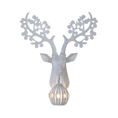 Metallic Deer Wall Light Post Modern 1 Light White Wall Mounted Light with Globe Shade