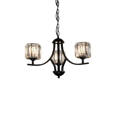 Modern Chandelier Light Fixture Living Room Crystal Chandelier with Black Arms