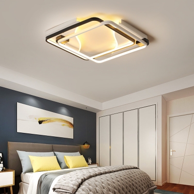 Modern Double Tier Square Rectangle Ceiling Light Metal Indoor Flush