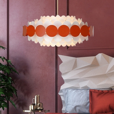 Nordic Drum Pendant Lighting Height Adjustable Metal Art Deco Chandelier Lamp