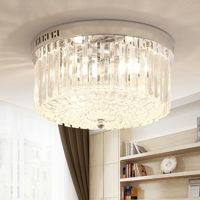 Round Crystal Fringe Ceiling Fixture Contemporary LED Ceiling Light Fixtures for Bedroom