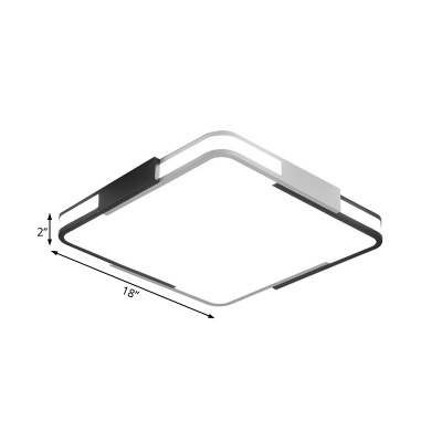 Square/Rectangle Bedroom Flush Mount Ceiling Light Acrylic LED Modern Ceiling Flush in Black and White