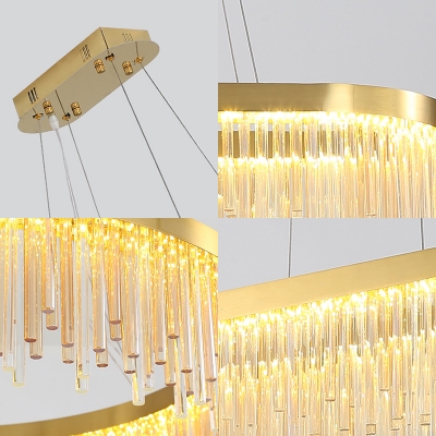 Unique Crystal Linear Hanging Lamp Modern LED Ceiling Pendant Light Fixture over Kitchen Island