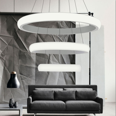 White Donut Chandelier Lighting Nordic Style Acrylic Led Indoor Pendant Light for Foyer