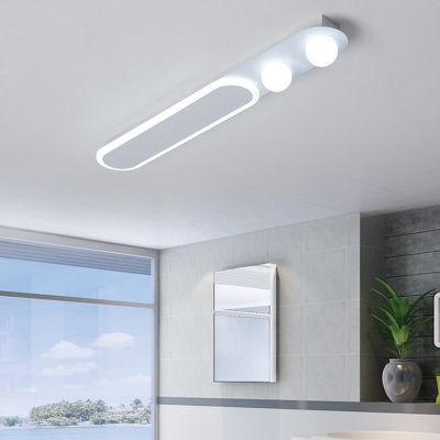 White Linear Flush Light with 2 Global Shade Nordic Simple Acrylic Ambient Lighting