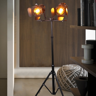 2 Light Unique Floor Lamp Antique Metal Night Light with Tripod for Bedroom Living Room Office