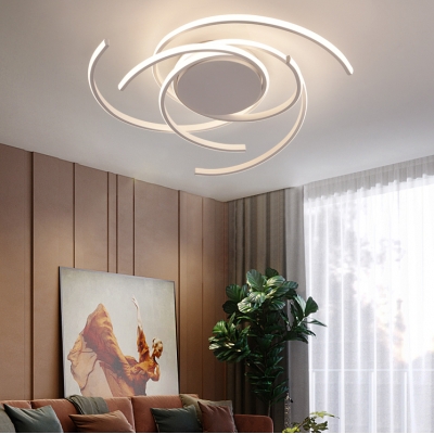 Acrylic Led Curved Flush Lighting Modern Simple Ceiling Flush Mount in Black/White