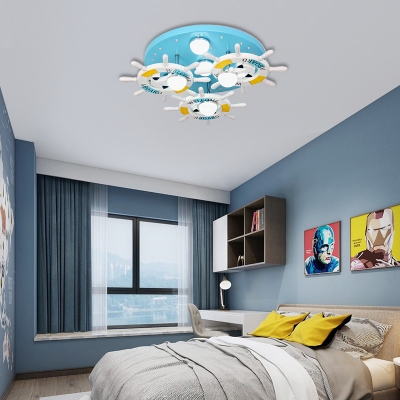 Anchor 7-Light Ceiling Lights Multi Colored Metal and Wood Ceiling Light Fixtures Kids Room Lighting