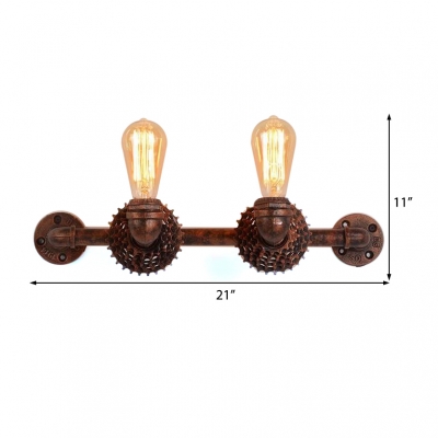 Antique Pipe Wall Mounted Light Metal 1/2 Light Unique Gear Sconce Wall Lighting for Coffee Shop