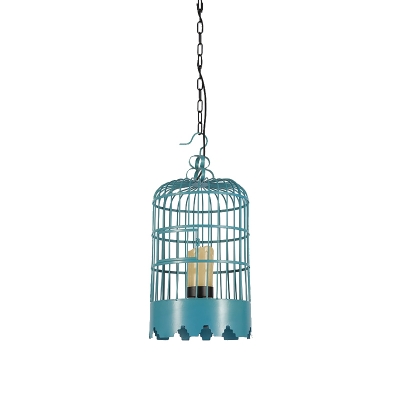 Birdcage Pendant Light Fixtures Retro Iron and Resin 1 Head Candle Hanging Lights for Restaurant