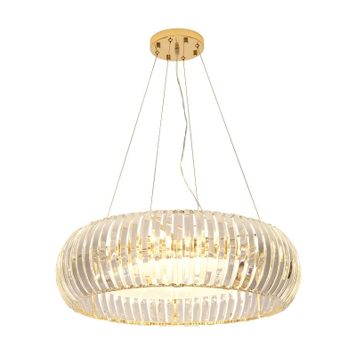 Contemporary Round Hanging Light Crystal and Glass 6 Heads Lighting Fixture for Living Room