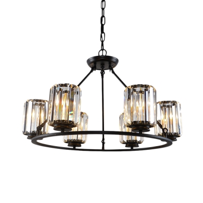 Crystal Shaded Chandelier Light Fixture Contemporary Iron Ceiling Chandelier for Living Room
