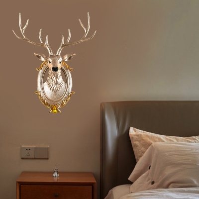 Led Deer Wall Mount Light Modern Rustic Resin Decorative Wall Lighting for Gallery