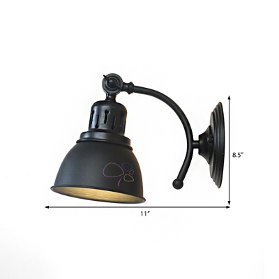 Matte Black/Rust Wall Mounted Light Aged Iron 1 Light Domed Wall Sconce Lighting for Indoor