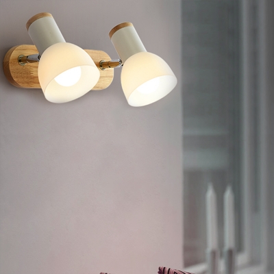 Plastic Dome Wall Lighting Modern 2/3 Lights Over Mirror Vanity Light with Wood Backplate