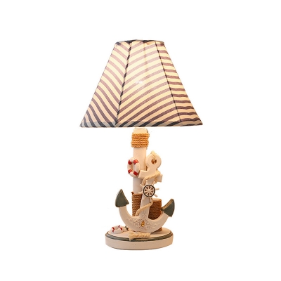 Pyramid Table Lamp Mediterranean Resin and Fabric 1 Light Accent Table Lamp for Bedside