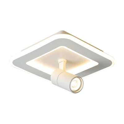 1 Light Mini Flush Mount Spotlight Minimalist Metal Semi Flush Lighting with Round/Square Canopy