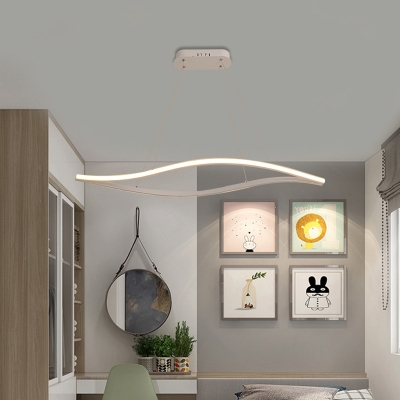 2-LED Waving Chandelier Lighting Minimalist Silica Gel Dining Room Pendant Light