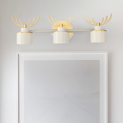 3/4 Heads Deer Antler Sconce Fixture Contemporary Metal Acrylic Wall Light Sconce in White with Brass