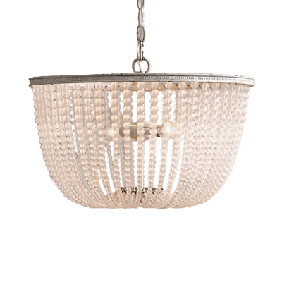 Crystal Beaded Pendant Lamp French Style 3 Lights Chandelier with Metal Chain