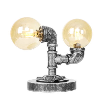 Farmhouse 2-Light Desk Lamp Iron and Glass Table Lamps for Bedroom, Living Room and More